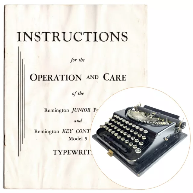 Remington Portable Junior Typewriter Instruction Manual Repro User Vtg Antique