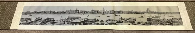 Panoramic View Old Shanghai Bund 1934 CHINESE HANGING SCROLL ART Painting Silk