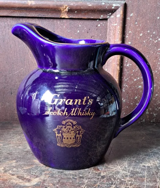 BUY-IT-NOW vintage cobalt blue WADE ENGLAND 1960s GRANTS SCOTCH WHISKY water jug