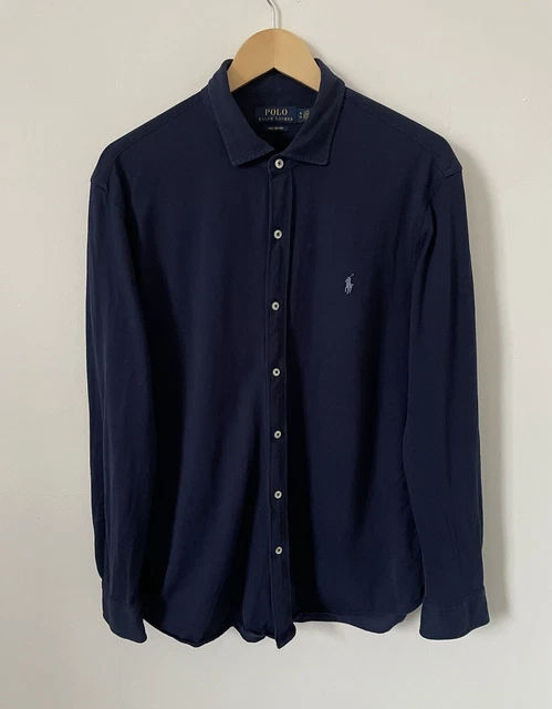 Polo Ralph Lauren Maglia Oxford XL blu manica lunga piena abbottonata