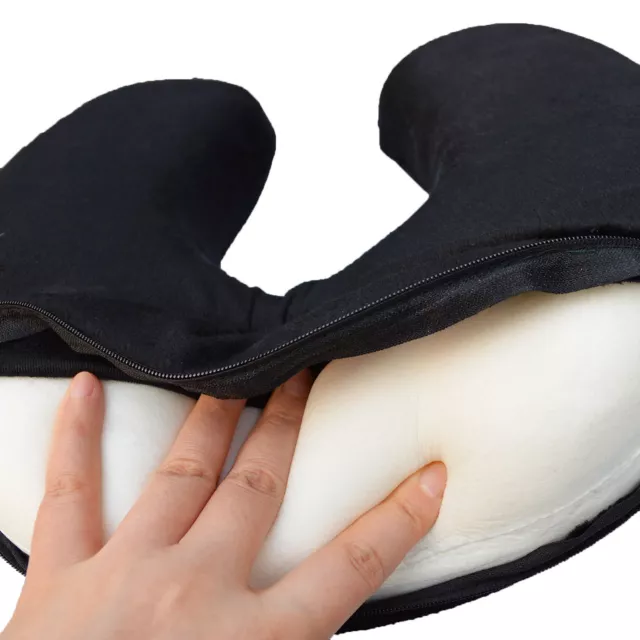 Memory Foam U Shaped Travel Sleep Pillow Head Back Neck Support Cushion Black 4