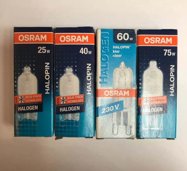 OSRAM Halogen HALOPIN G9 230V 20W/25W/33W/40W/48/60W/75W  Matt//Klar dimmbar NEU