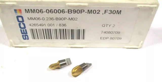 2x SECO VHM milling tip MM06 06006 B90P M02 F30M new minimaster milling insert