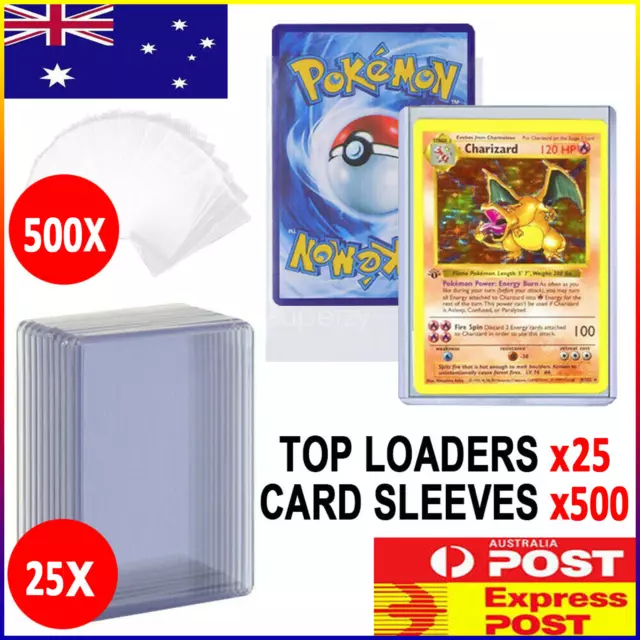 25X TOPLOADER 35PT+300X Penny Sleeves Top Protector For Pokemon Card Sport  Cards $15.09 - PicClick AU
