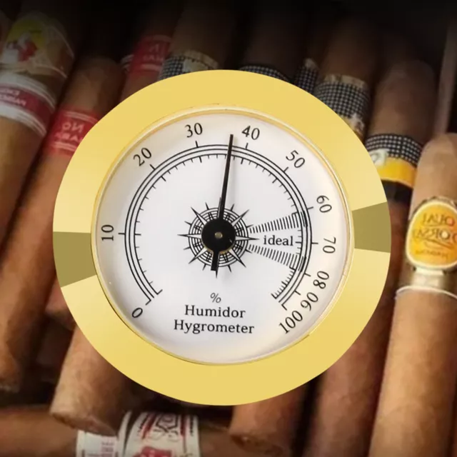 Digital Cigar Humidor Hygrometer Thermometer Temperature Round Black Gauge New