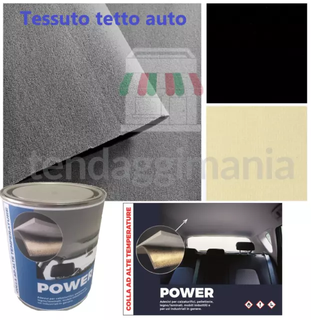 Kit rivestimento tessuto cielo tetto auto colore nero beige grigio + colla