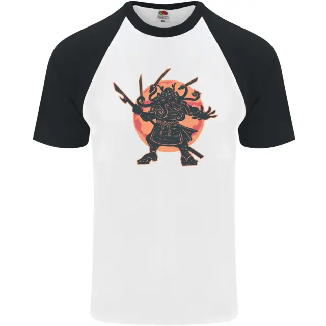 Samurai Cthulhu Kraken DA UOMO S/S Baseball T-Shirt