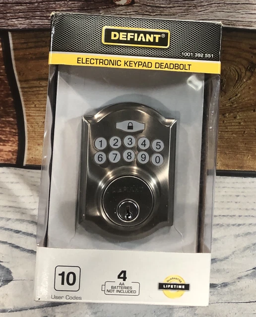 DEFIANT ELECTRONIC DEADBOLT Single Cylinder Keypad Door Lock Satin