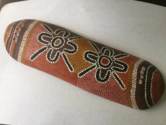OLD AUSTRALIAN ABORIGINAL Wood Wooden Seed Coolamon Dish With Dot Art ...
