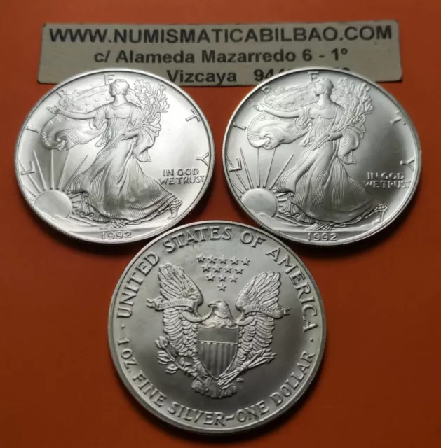1 coin ESTADOS UNIDOS 1 DOLLAR 1992 EAGLE silver Troy OZ USA LIBERTY PLATA ONZA