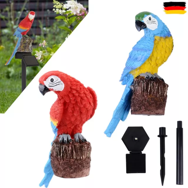 LED Solar Gartenlampe Außenlamp Solarleuchte Papagei Gartenbeleuchtung Deko DHL