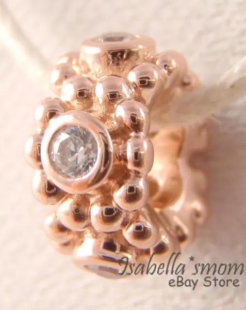 HER MAJESTY Authentic PANDORA Rose GOLD Plated CZ STONES Spacer Charm/Bead NEW