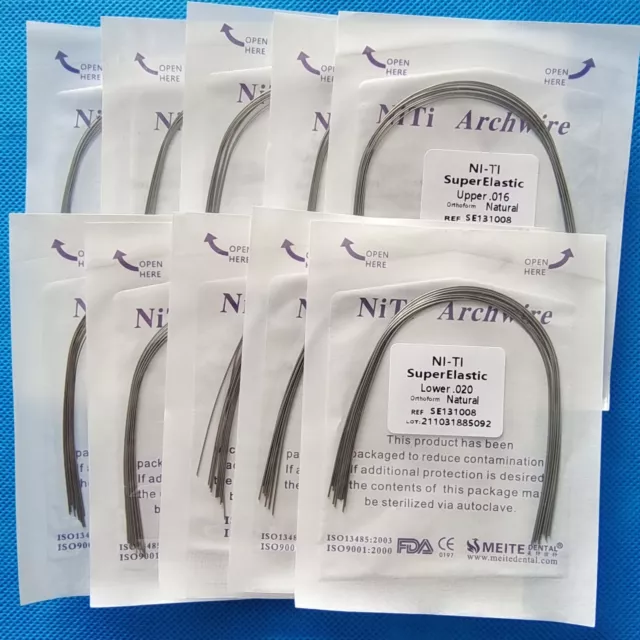 10Packs Dental Super Elastic NITI Arch Wires Orthodontic Round Natural Form Arcs