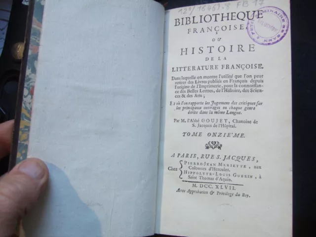 Lot livres ancien, 1747, 1 Volume, Histoire, TBE