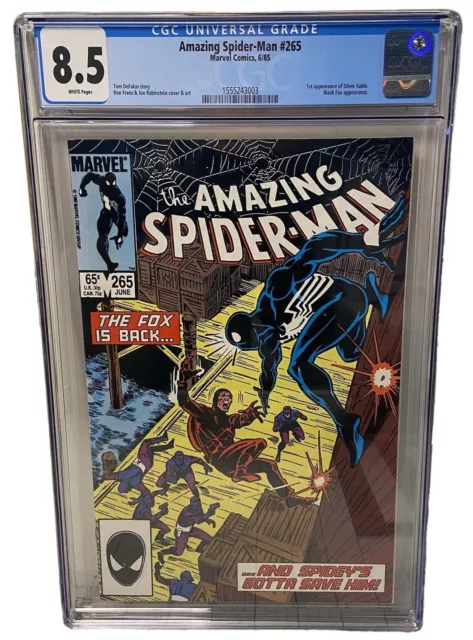 The Amazing Spider-Man #265 1St App Of Silver Sable 🔑 Cgc 8.5 Vf+ White Pages