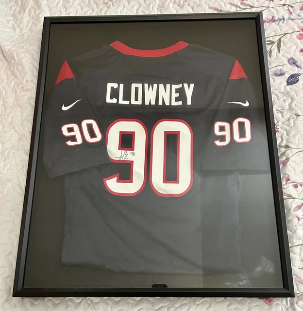 Jadeveon Clowney Signed Texans Jersey Framed. 2014 #1 Draft Pick Overall