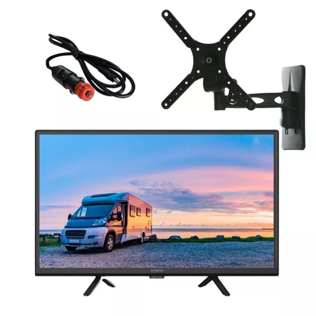 Pack STRONG TV LED 24" 60cm Téléviseur HD + OPTEX Support TV Mural Inclinable et