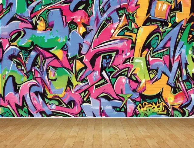 Graffiti Style Bright Colourful Backdrop Wallpaper Feature Wall Mural Any Room