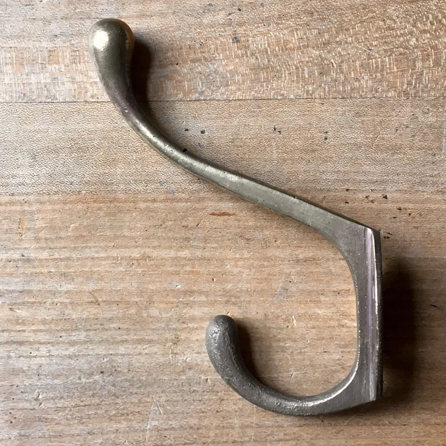 Antique Brass Coat Hook Victorian Vintage Reclaimed Old