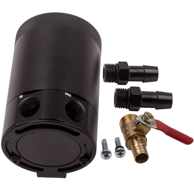UNIVERSAL 2 PORTS Aluminum Oil Catch Can Reservoir, Tank with Drain