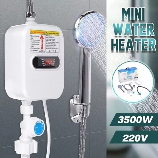 Mini Scaldabagno Elettrico Istantaneo 3500W Con Soffione Doccia Acqua Calda