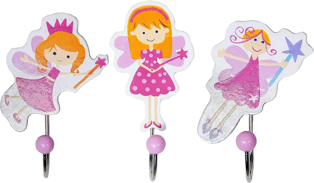 Ganci Appendiabito A Parete A Tema Fata - Set Di 3 In Legno Per Camera Bambini - Foto 10