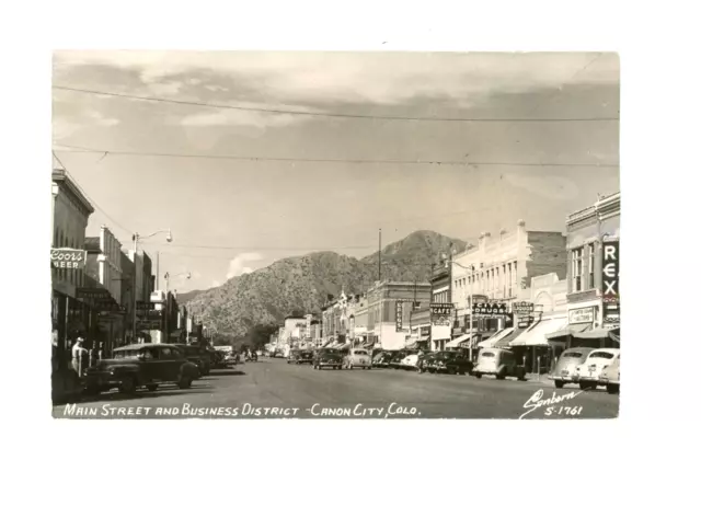 RPPC Main Street Business District Coors Beer Canon City, Colorado c 1940s