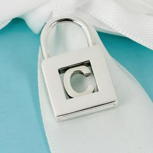 Tiffany & Co Sterling Silver Letter C Alphabet Initial Padlock Charm Pendant