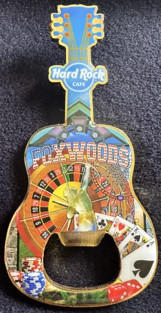 Hard Rock Cafe Foxwoods Bottle Opener Magnet Casino Roulette Poker Brand New