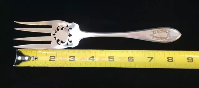 International Sterling Silver NAPOLEON Pierced Meat Serving Fork 8 1/4" 65 Grams