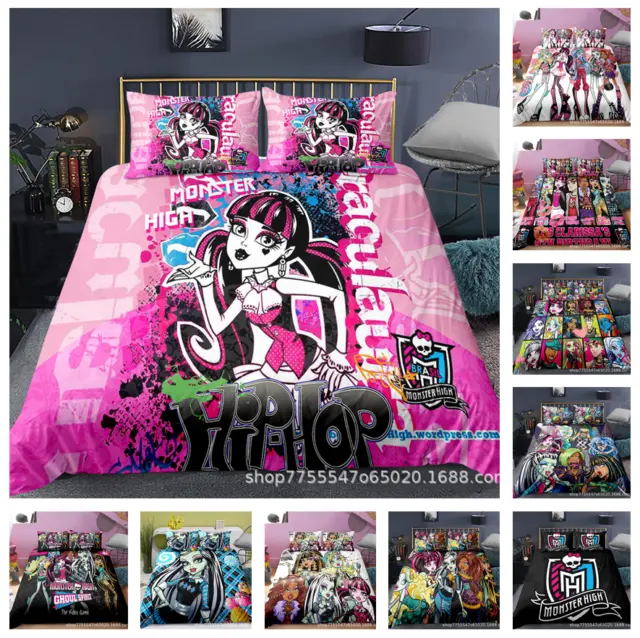 Monster High 3D Set Bedding Set Duvet Cover & Pillowcase Single/Double UK D1