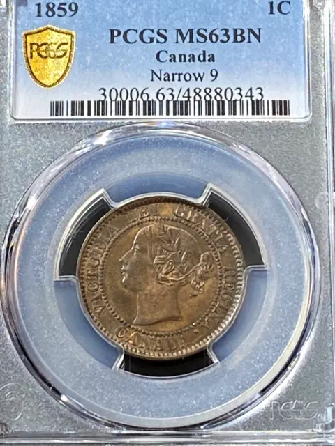 1859 Narrow 9 Canada Large Cent PCGS MS63BN Beauty Best Price on Ebay* CHRC