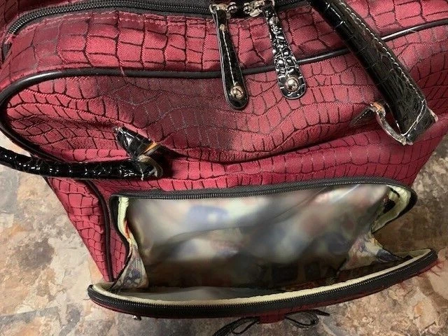 2 piece carry on luggage set Samantha. Brown. Burgundy with Black Trim    21