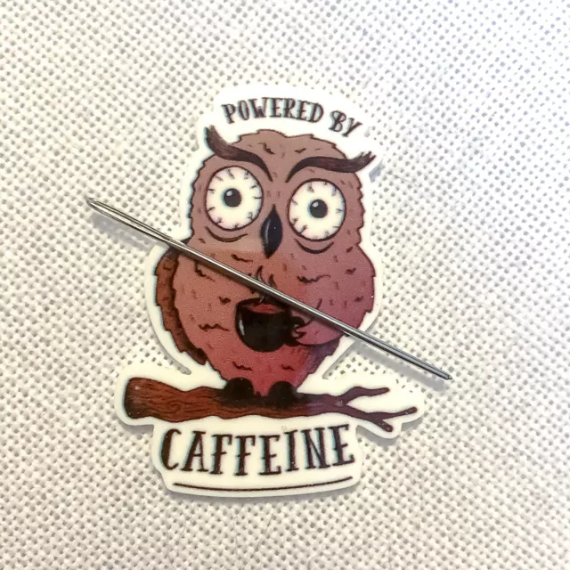 Powered by caffeine owl needle minder Needle Keeper, Corner Cover fridge magnet