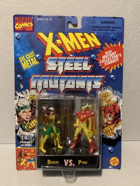X-Men Steel Mutants Die Cast Metal Rogue vs. Pyro Poseable Figures ToyBiz 1994