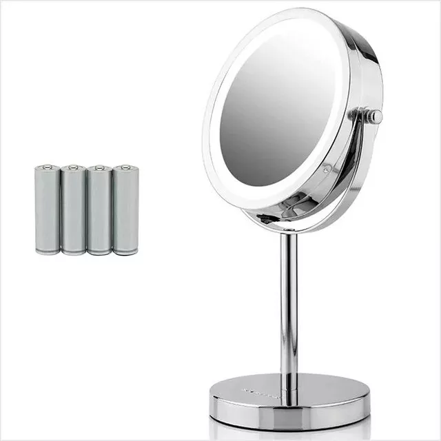 Lighted Vanity Mirror 6 inch Table Top 1X 7X Magnification LED 360 Adjustable