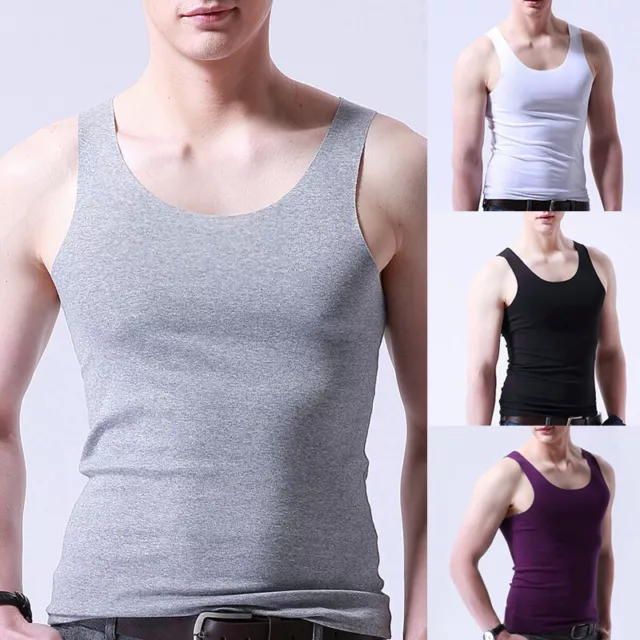 Men's Ice Silk Tank Top Summer Seamless Undershirt Sleeveless Vest Muscle Shirt