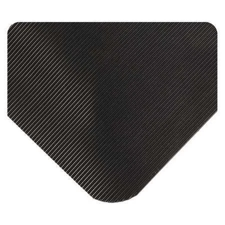 WEARWELL 431.78X3X17BYL Ultrasoft Corrugated Mat, Black/Yellow, 3 ft. W x 17