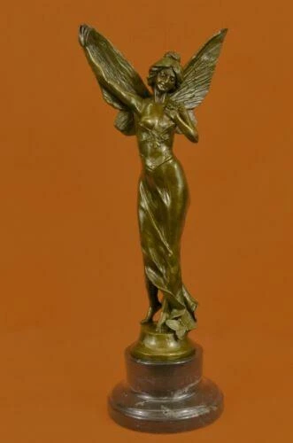Bronce Sólido Escultura Art Deco Reproducción Fairy Mariposa Ángel Estatua Decor
