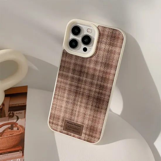 Beige Brown Pattern For iPhone 15 Plus 14 13 12 11 Pro/Max Back Phone Case Cover