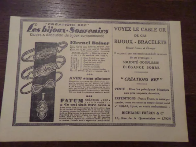 Publicité ancienne 1928 Bijoux souvenir Lyon Pub 16 x 23.5 advert