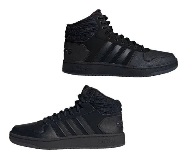 Adidas Noir Hommes Hoops 2.0 Mi Haut Baskets Coeur Taille UK 9.5 Ue 44 Emballé