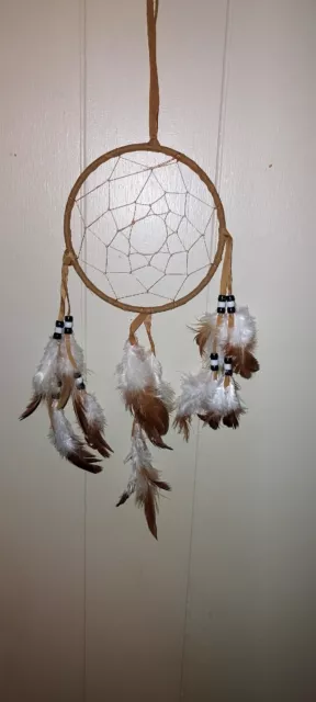 Authentic Dream Catcher-10 X 5-Real Feathers-Beaded