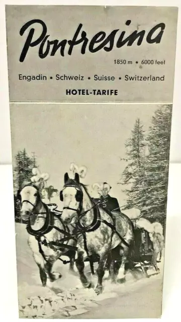 Vintage Pontresina Switzerland Travel Tourist Brochure Hotel Guide Photos 1957