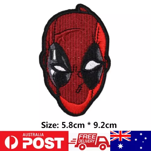 1pc Deadpool Face Iron On Patch Embroidered Cloth Badge Sew On DIY