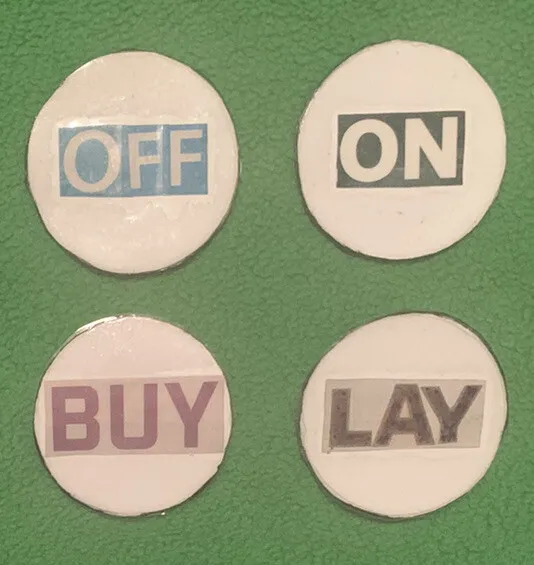 Casino Dealer Craps ON OFF LAY BUY Lammers — Four Handmade Two-sided Buttons