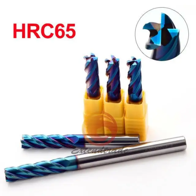 HRC65 4-Flute D4mm-12mm Longer Milling Cutter Tungsten Alloy Square End Mill CNC