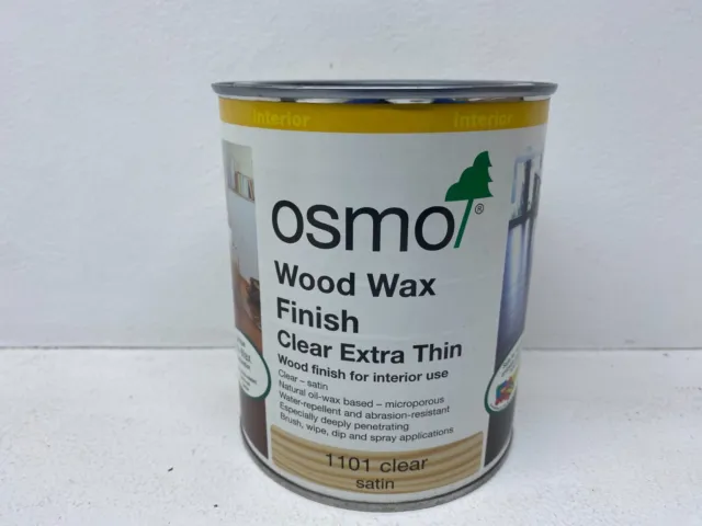 OSMO Wood Wax Finish 1101 Clear Extra Thin Satin 750ml Interior 0.75 Litre New