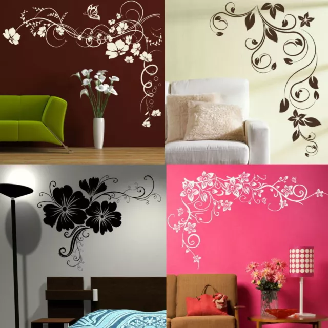 CORNER FLOWER WALL STICKERS! interior home floral transfers, vinyl decal decor