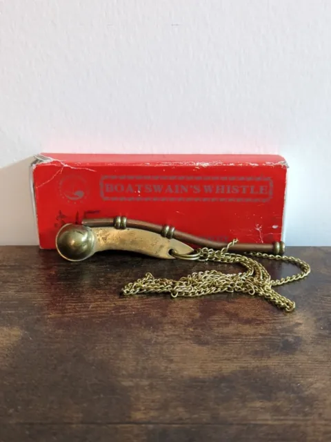 Vintage Brass, Copper & Metal Boatswain Call Bosun Pipe Whistle